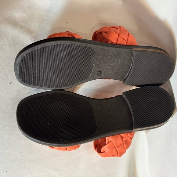 ATELIERS Sz 38 Braided Coral Slides Slip On 2 Strap Sandals Memory Foam - Picture 10 of 11